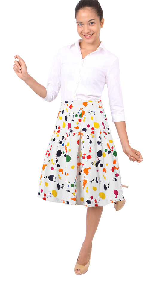 Regular | Color Drip | White Red | Front | Skirt By Samantha Sung