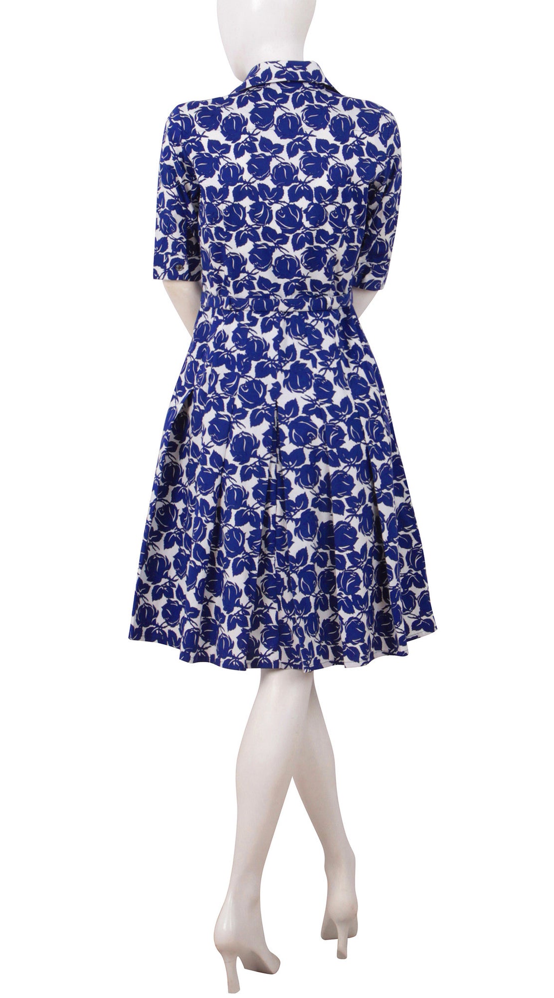 1/2 Sleeve | Corfu Rose | White Admiral Blue | Back | Shirt Dress By Samantha Sung