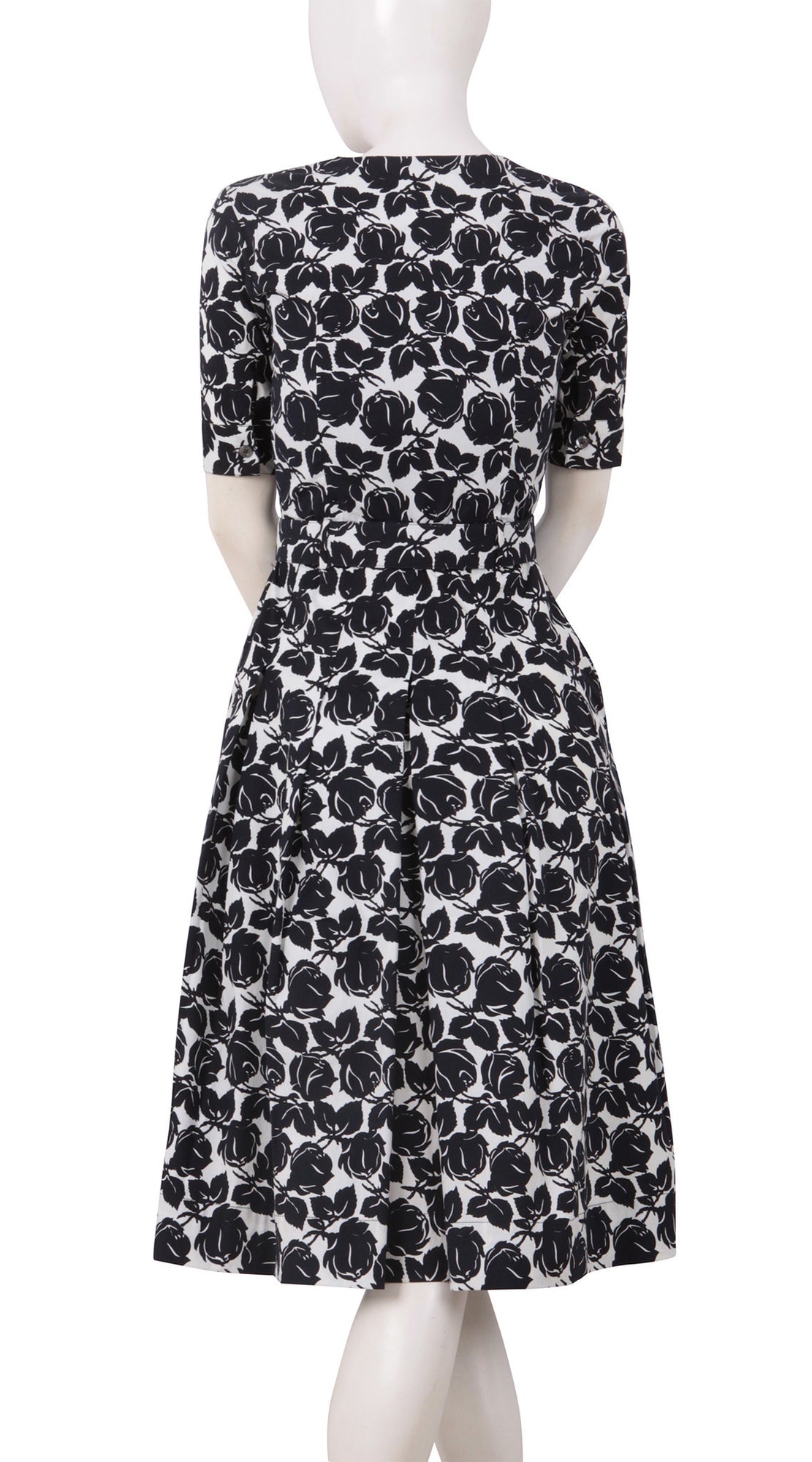 1/2 Sleeve | Corfu Rose | White Black | Back | Dress By Samantha Sung
