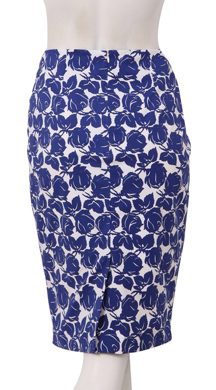 Regular | Corfu Rose | White Cobalt Blue | Back | Skirt By Samantha Sung
