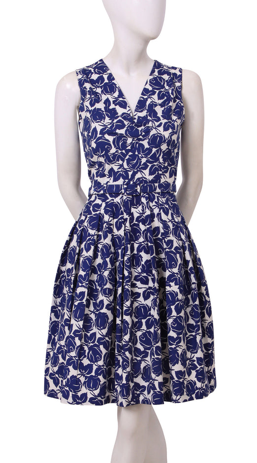 Sleeveless | Corfu Rose | White Admiral Blue | Front | Dress By Samantha Sung