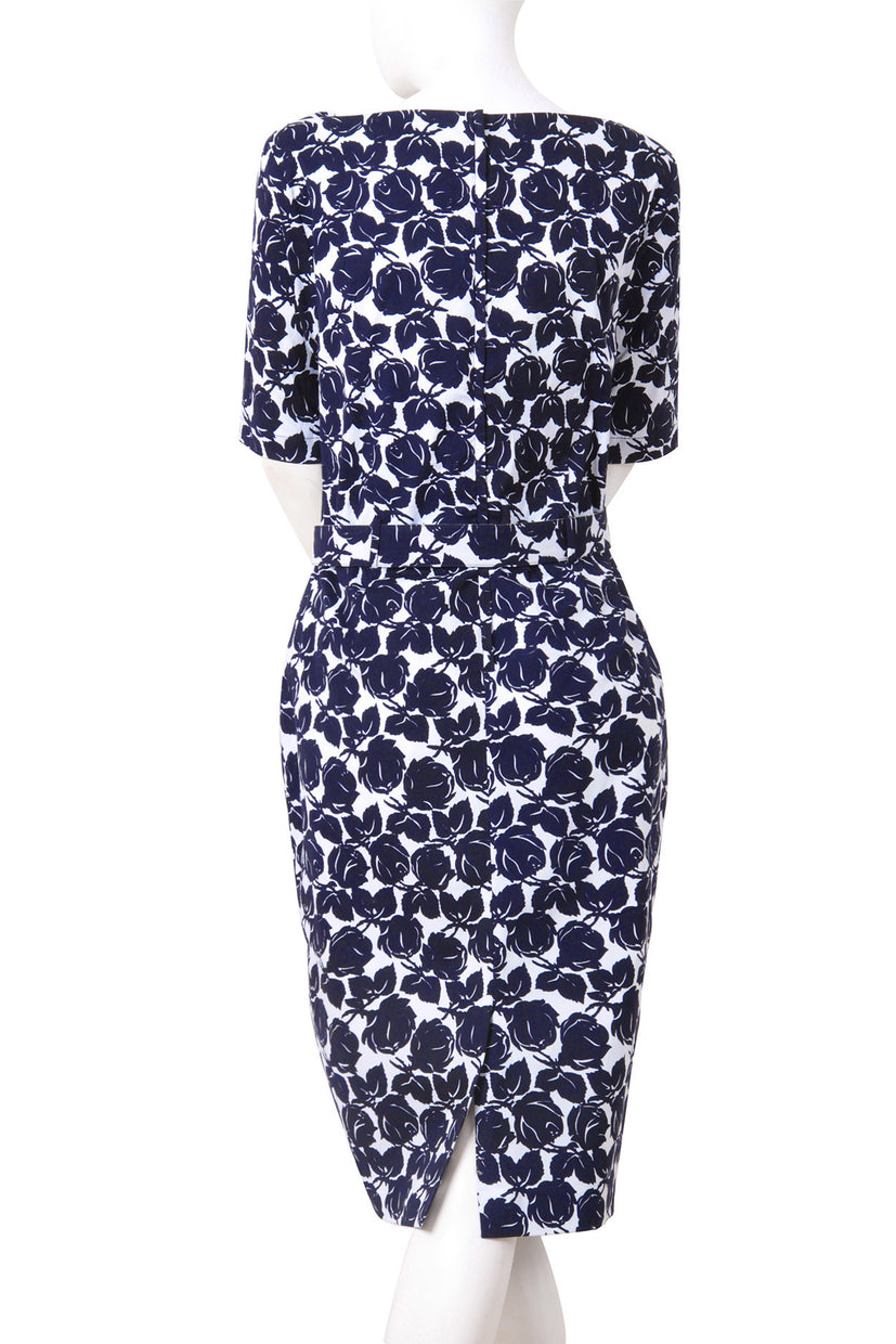 1/2 Sleeve | Corfu Rose | White Indigo | Back | Dress By Samantha Sung