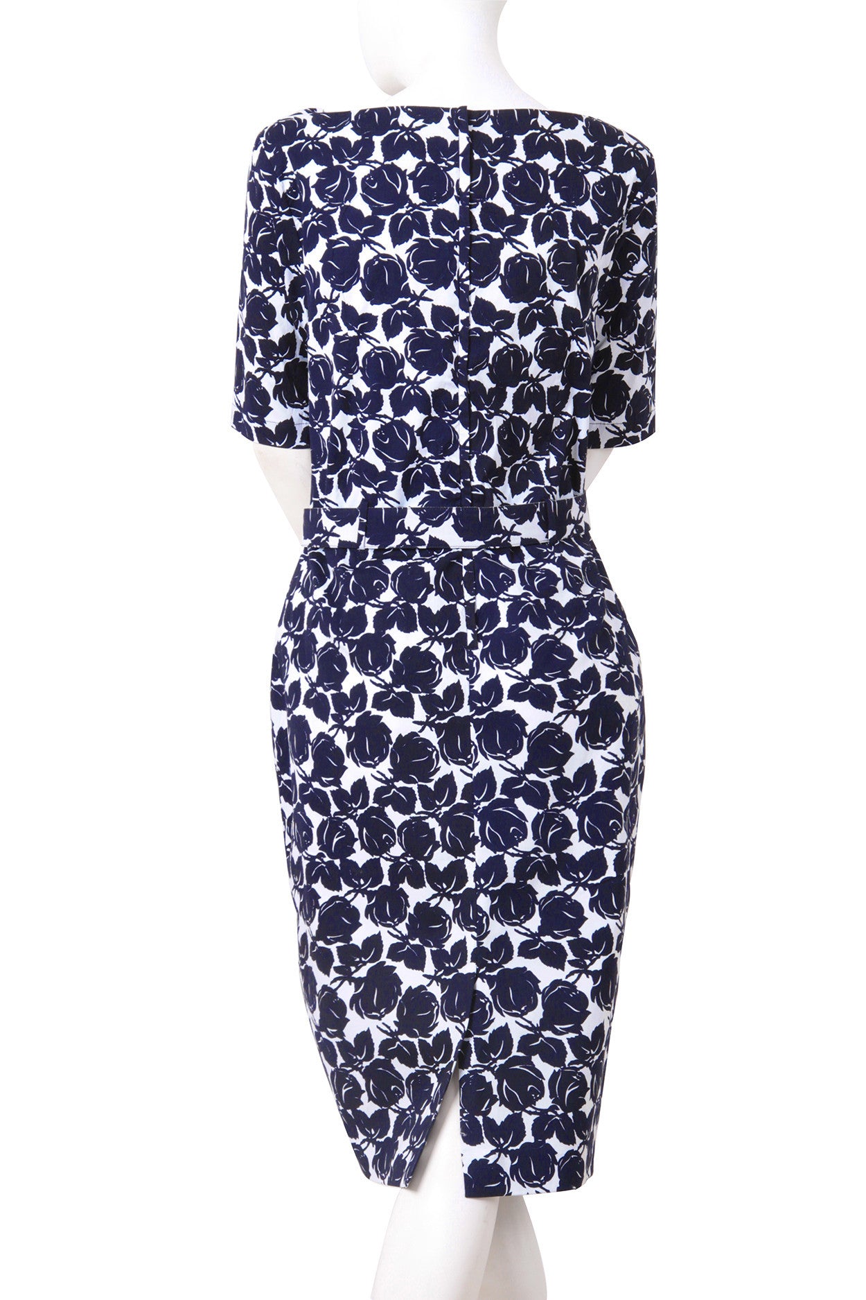 1/2 Sleeve | Corfu Rose | White Indigo | Back | Dress By Samantha Sung