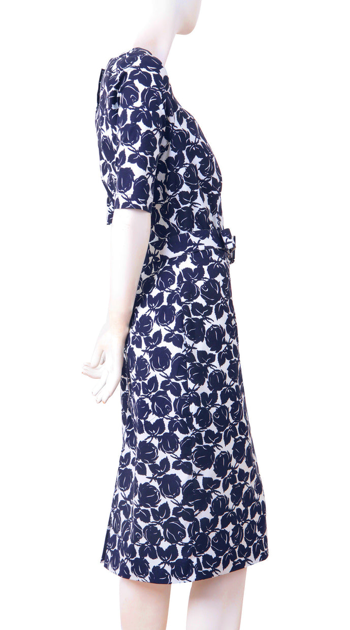 1/2 Sleeve | Corfu Rose | White Indigo | Right | Dress By Samantha Sung