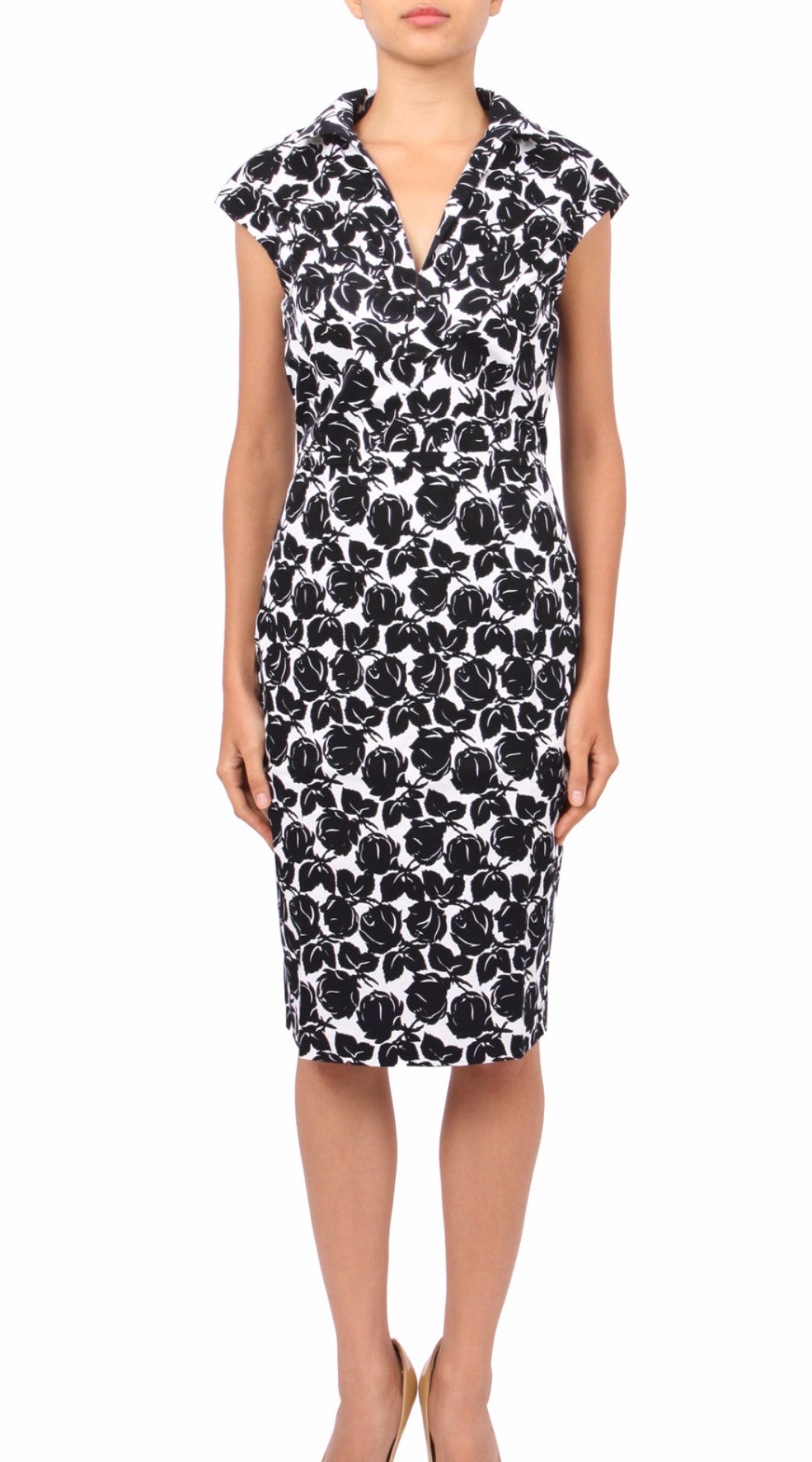 Cap Sleeve | Corfu | White Black | Front | Dress By Samantha Sung
