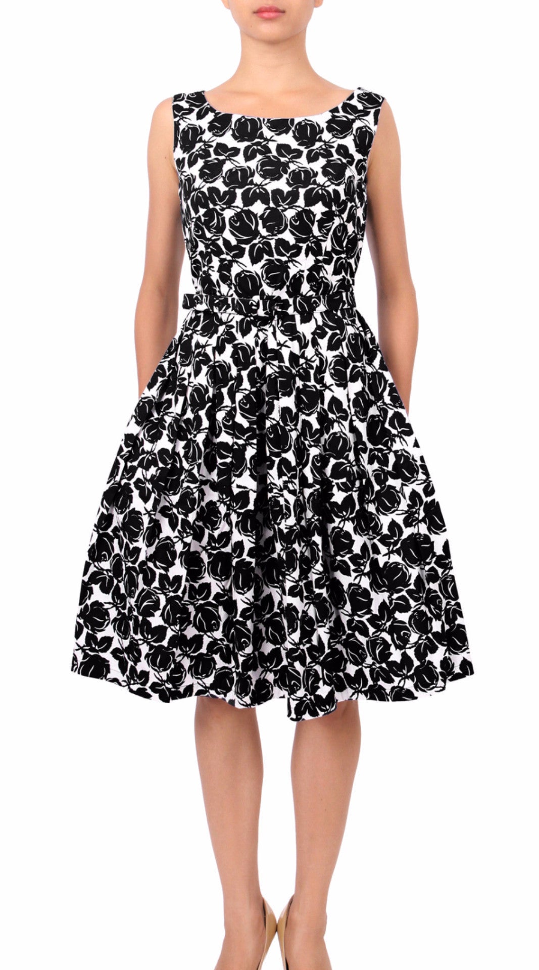 Sleeveless | Corfu | White Black | Front | Dress By Samantha Sung
