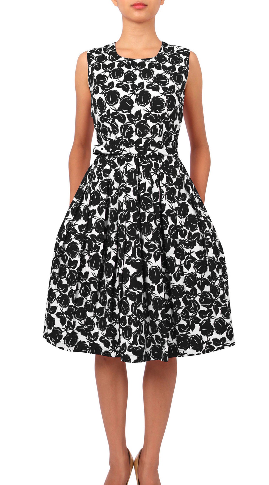 Sleeveless | Corfu | White Black | Front | Dress By Samantha Sung