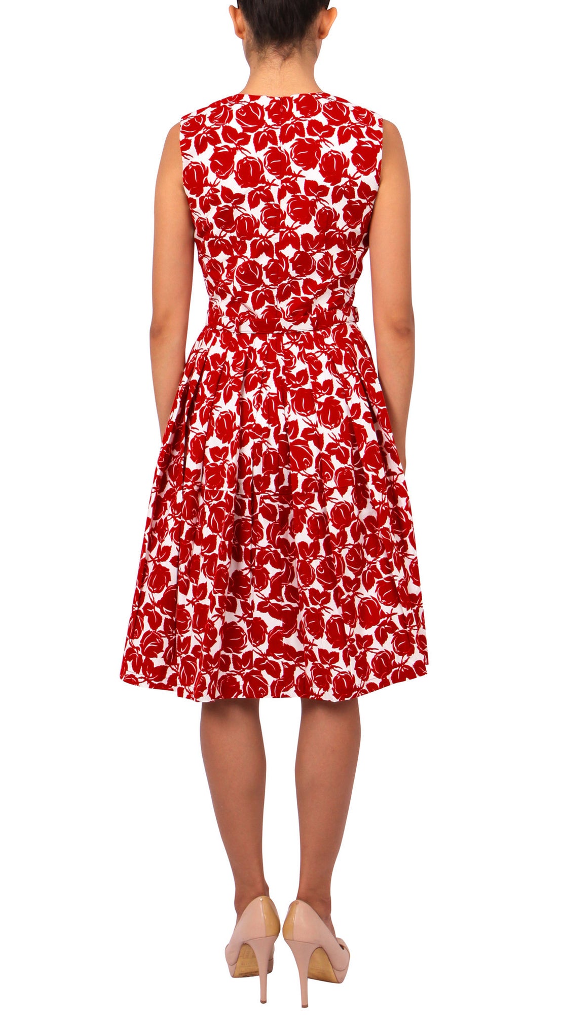 Sleeveless | Corfu | White Indian Red | Back | Dress By Samantha Sung