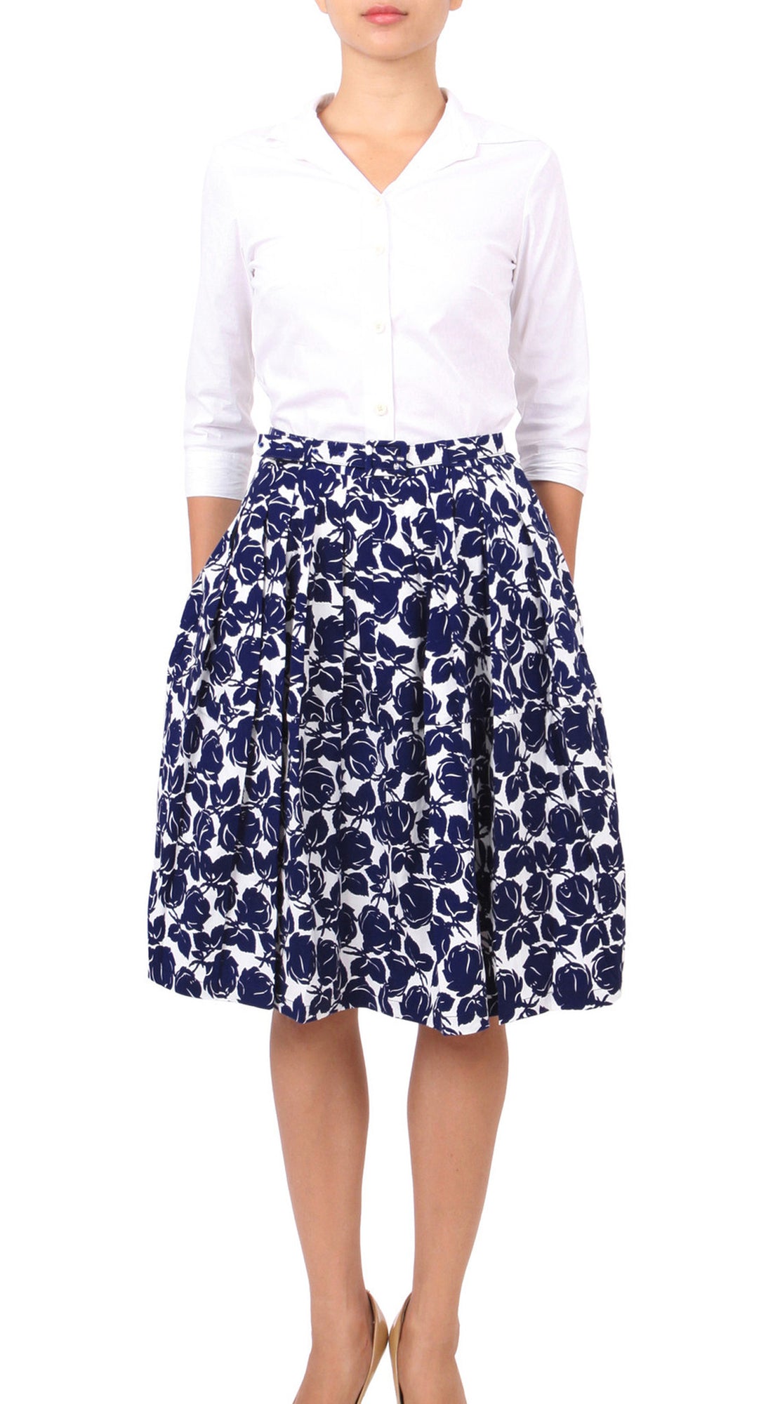 Regular | Corfu | White Indigo | Front | Skirt By Samantha Sung