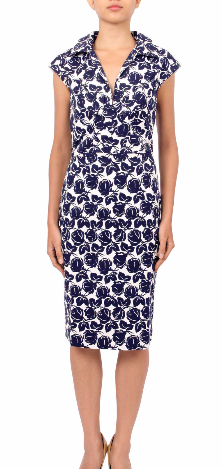 Cap Sleeve | Corfu | White Indigo  | Front | Dress By Samantha Sung