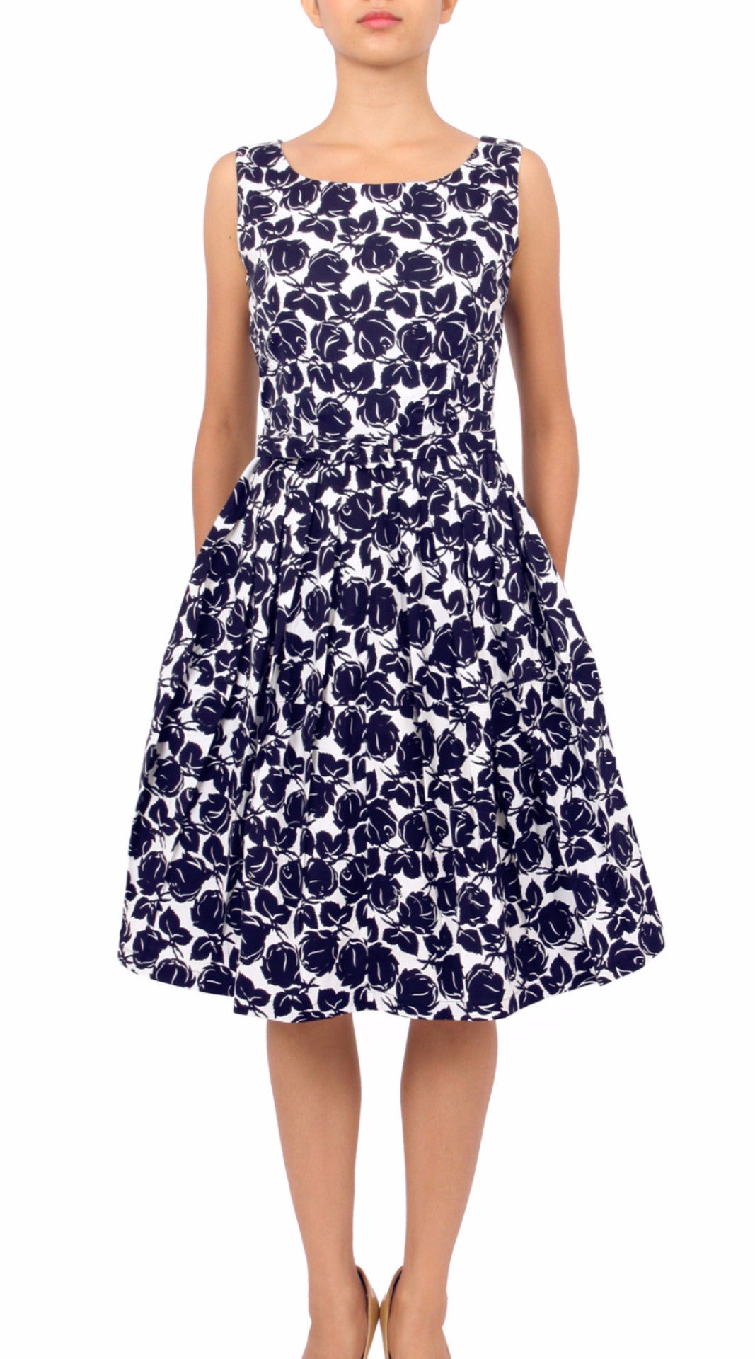Sleeveless | Corfu | White Indigo | Front | Dress By Samantha Sung