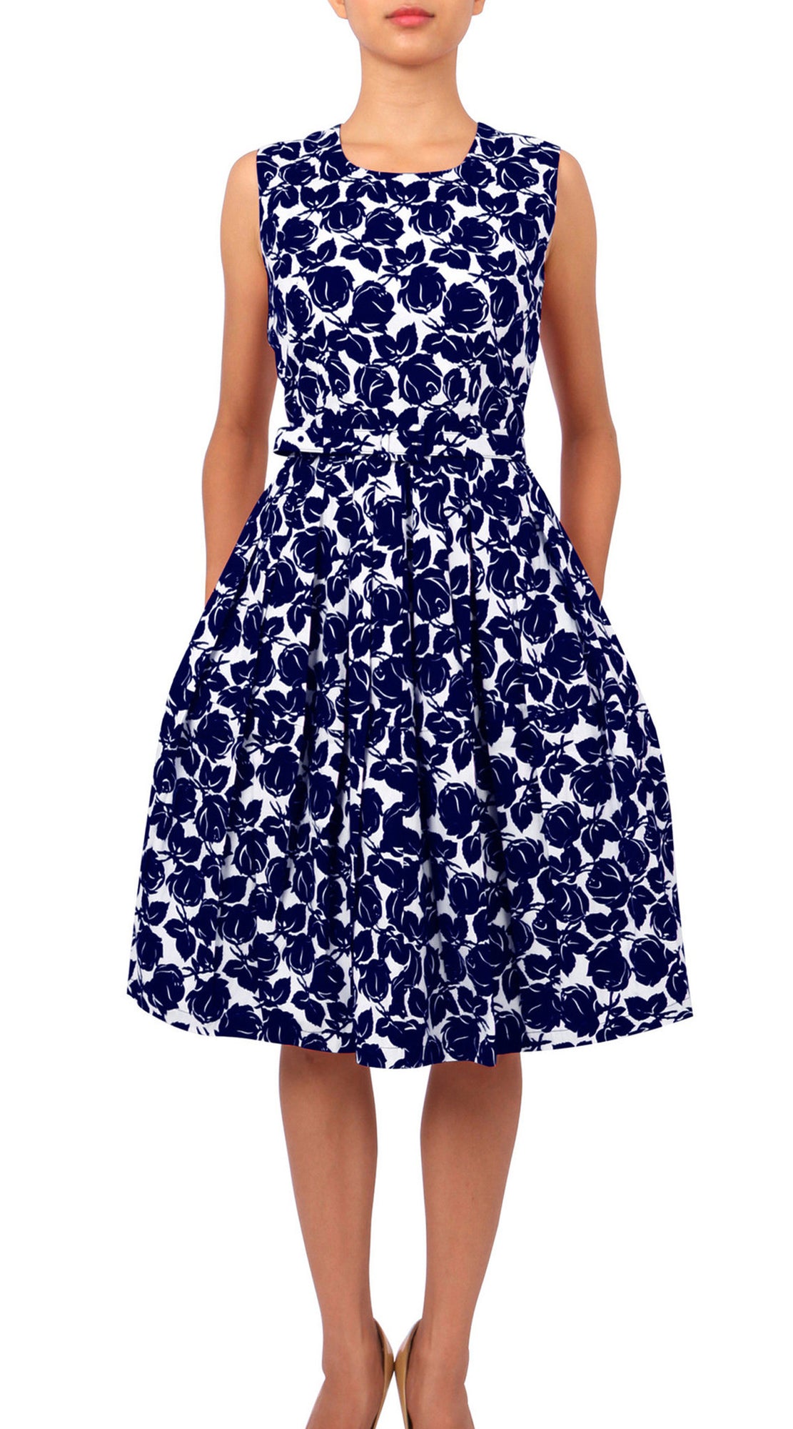 Sleeveless | Corfu | White Indigo | Front | Dress By Samantha Sung