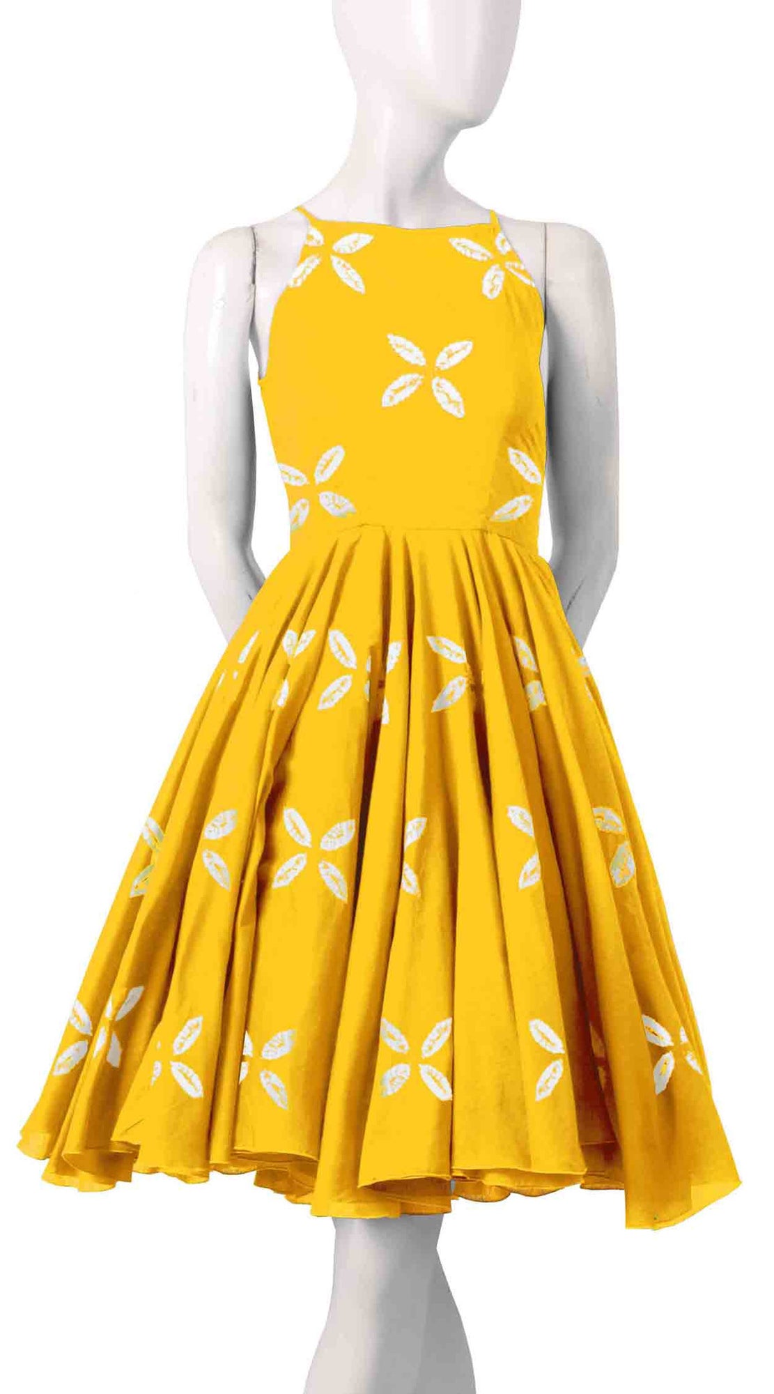 Sleeveless | Cross Lips | Canary Yellow | Front-1 | Shirt Dress By Samantha Sung
