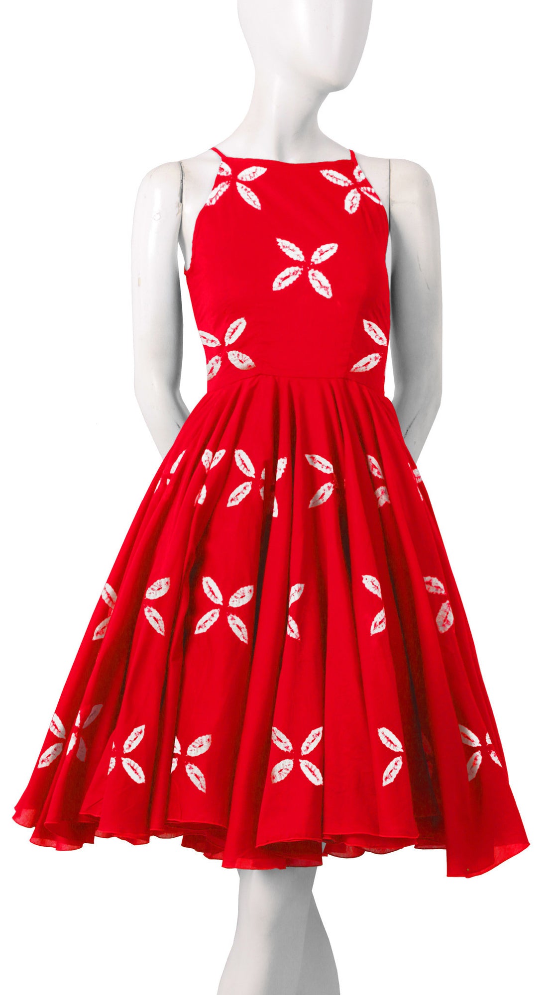 Sleeveless | Cross Lips | Indian Red | Front-1 | Shirt Dress By Samantha Sung