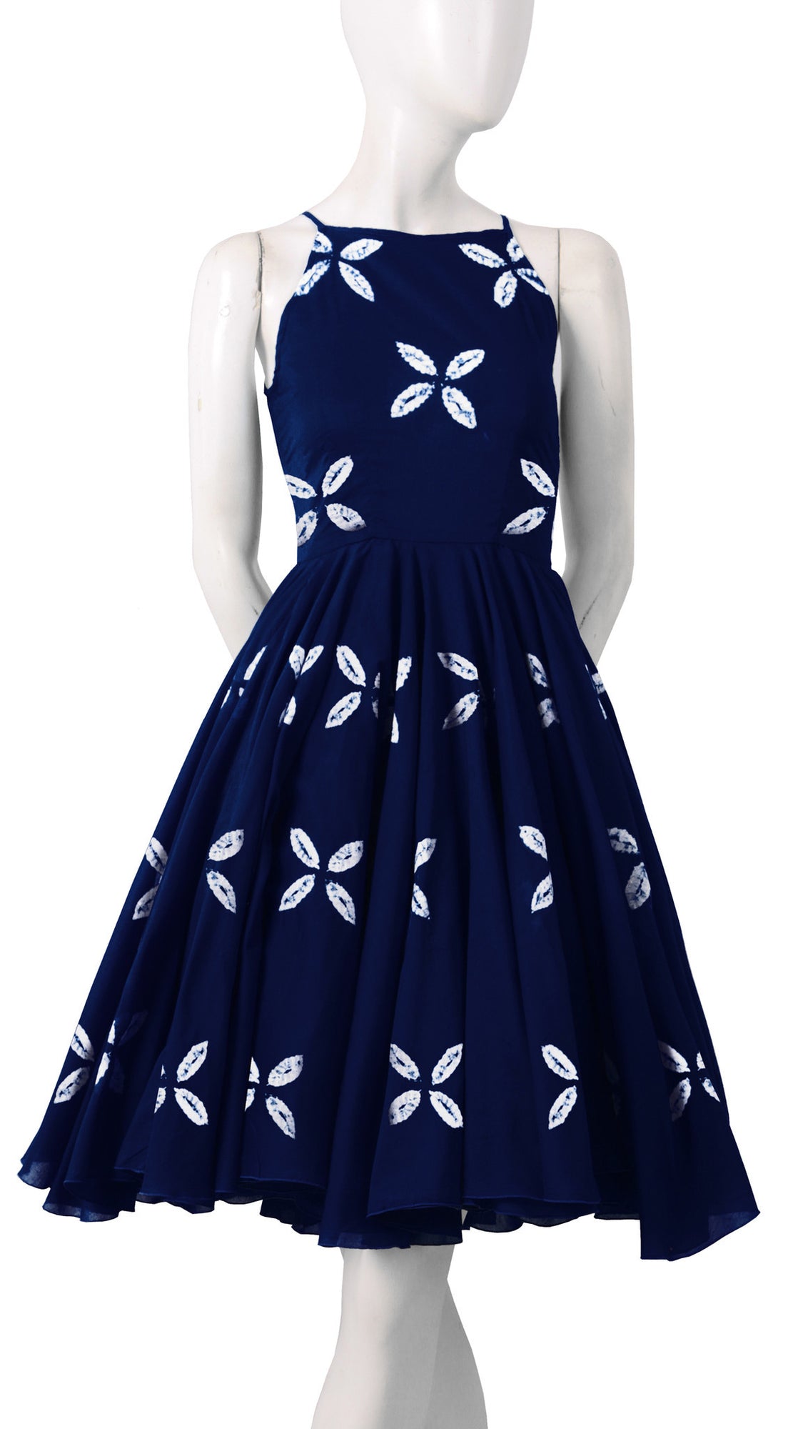 Sleeveless | Cross Lips | Indigo | Front-1 | Shirt Dress By Samantha Sung