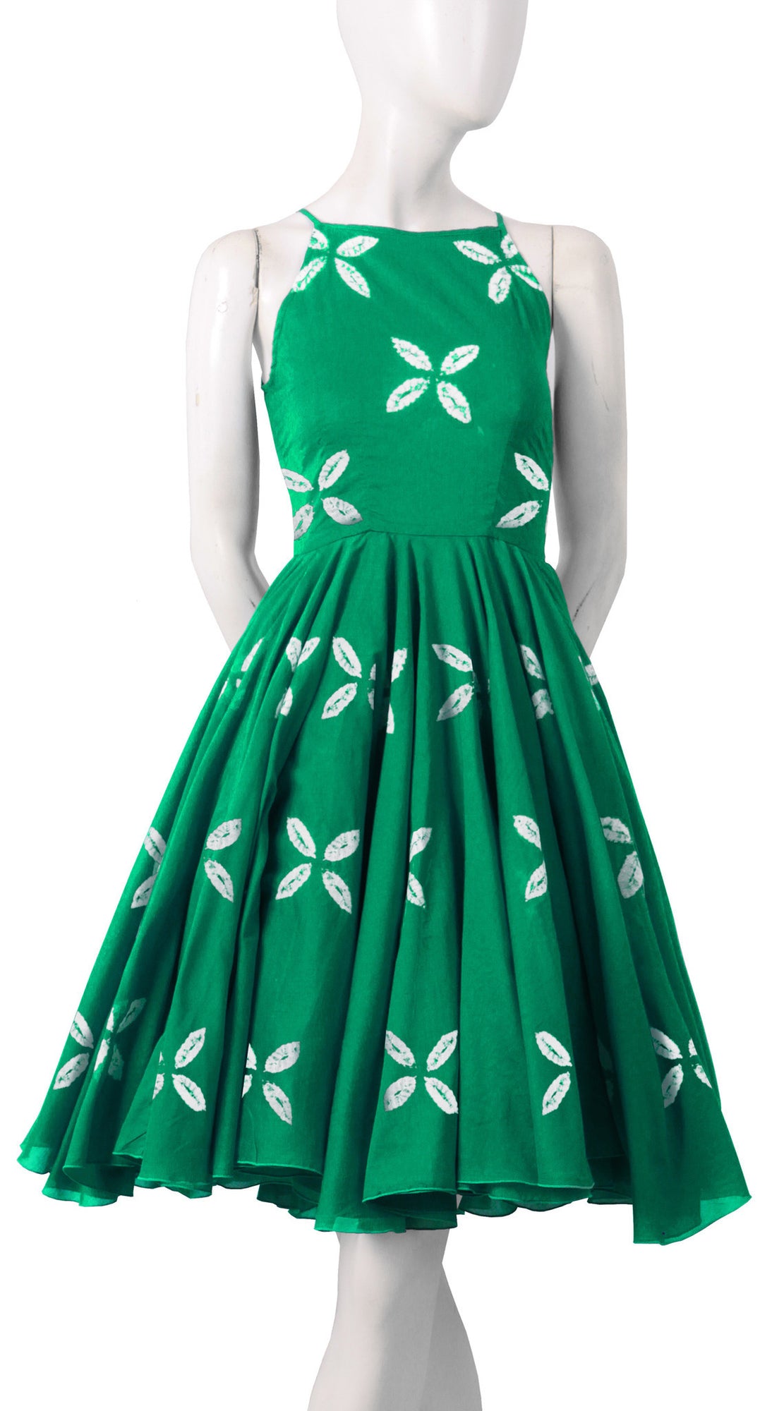 Sleeveless | Cross Lips | Pine Green | Front-1 | Shirt Dress By Samantha Sung