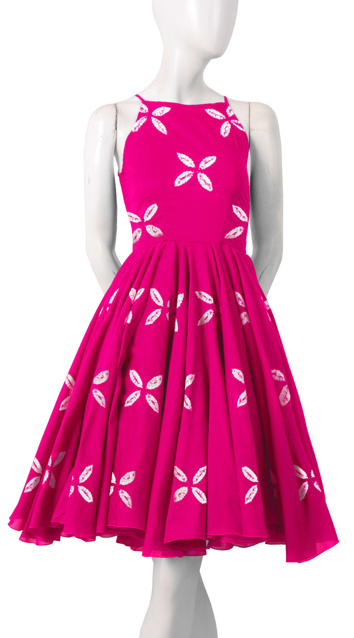 Sleeveless | Cross Lips | Rose | Front-1 | Shirt Dress By Samantha Sung