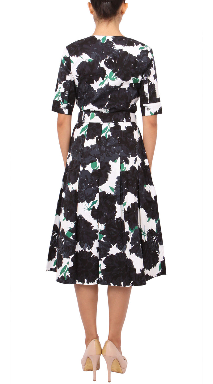 Sleeveless | Cyprus Bloom | White Black | Back | Dress By Samantha Sung