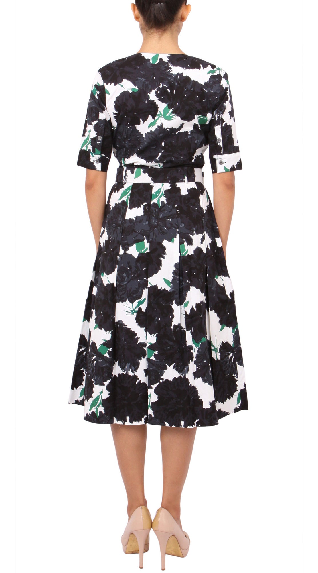 Sleeveless | Cyprus Bloom | White Black | Back | Dress By Samantha Sung
