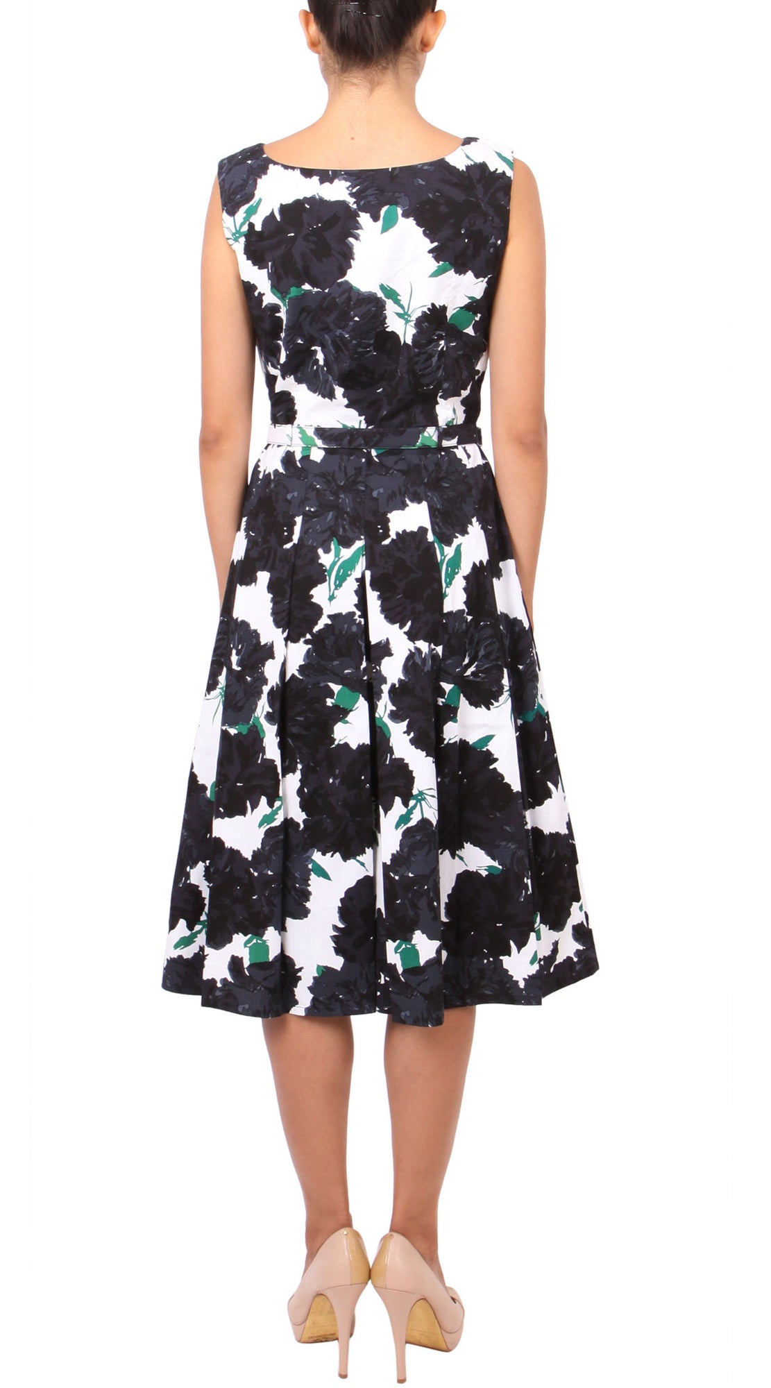 Sleeveless | Cyprus Bloom | White Black | Back | Dress By Samantha Sung