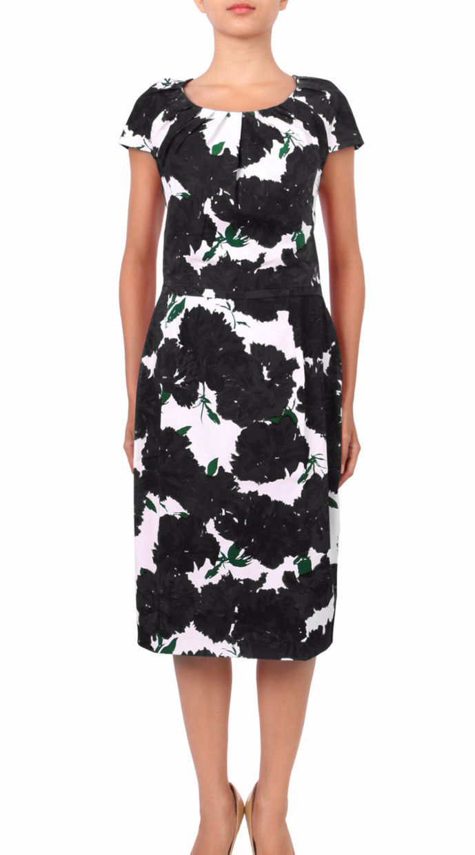 Cap Sleeve | Cyprus Bloom | White Black | Front | Dress By Samantha Sung