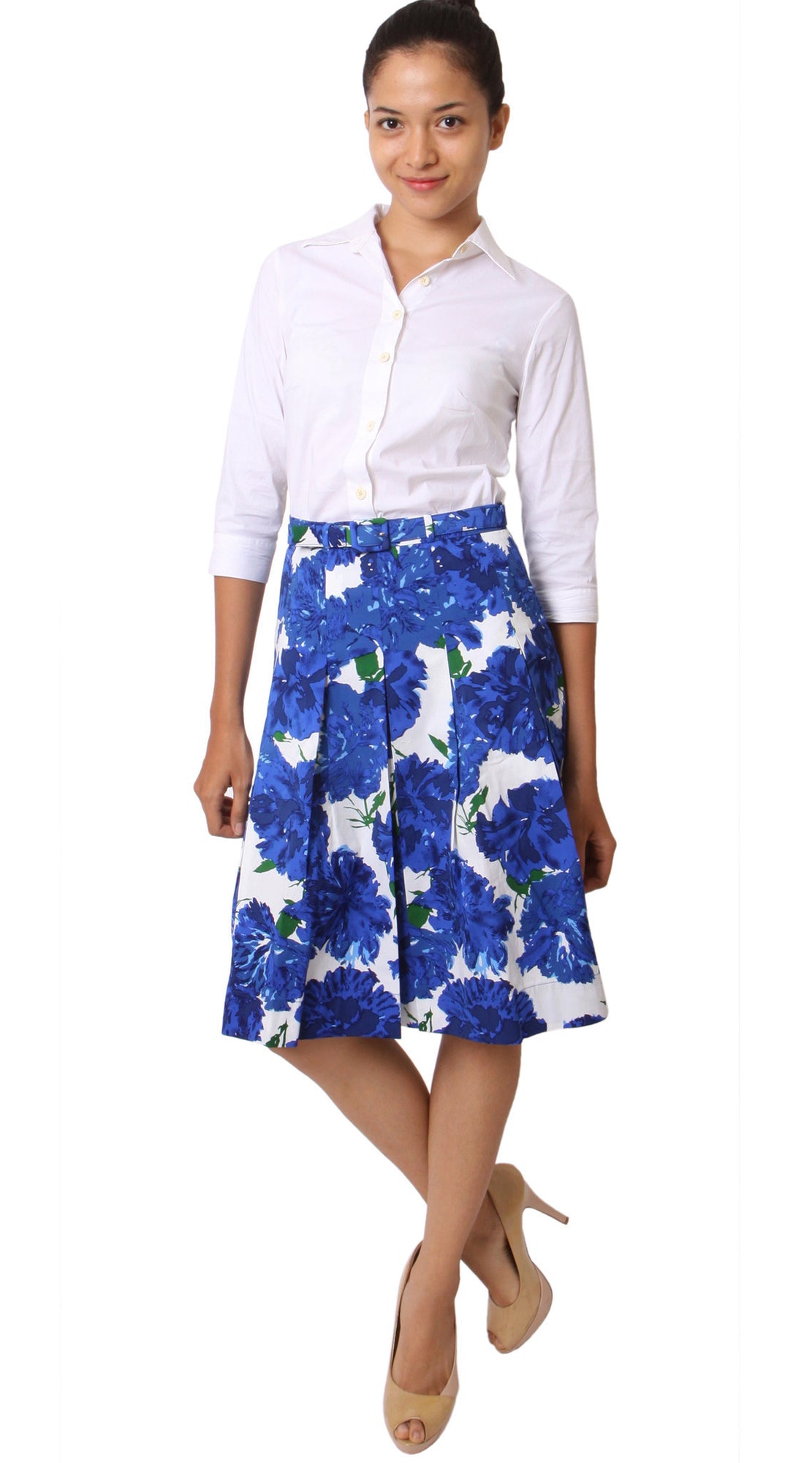 Regular | Cyprus Bloom | White Cobalt Blue | Front-1 | Dress By Samantha Sung
