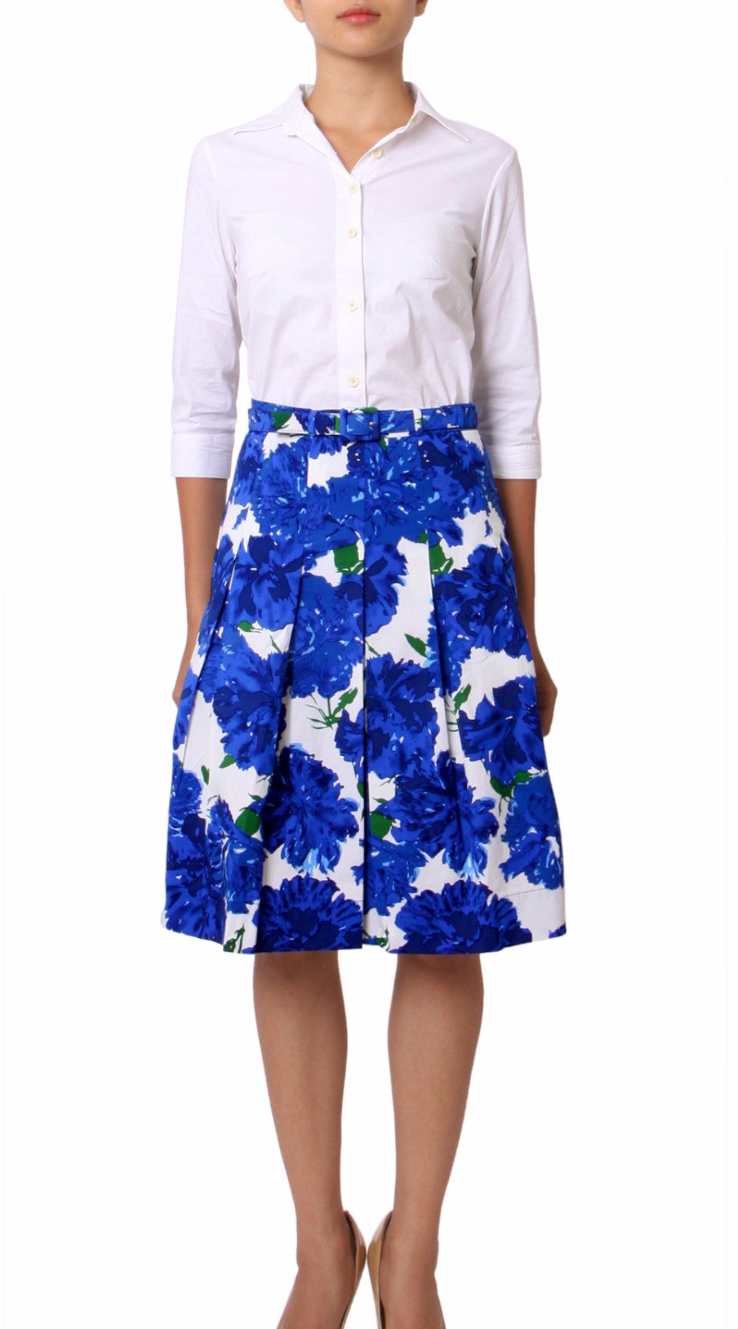 Regular | Cyprus Bloom | White Cobalt Blue | Front | Dress By Samantha Sung