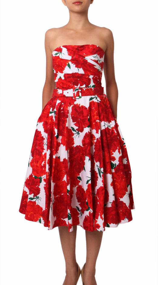 Stapless | Cyprus Bloom | White Indian Red | Front-1 | Dress By Samantha Sung