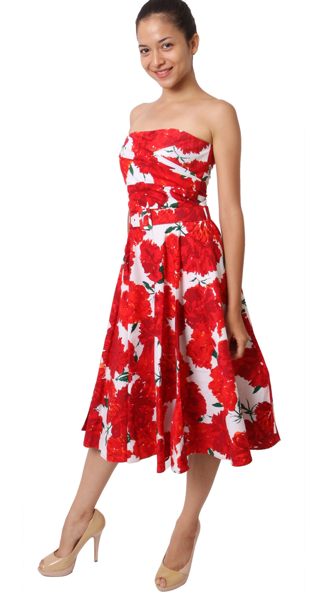 Stapless | Cyprus Bloom | White Indian Red | Front-1 | Dress By Samantha Sung