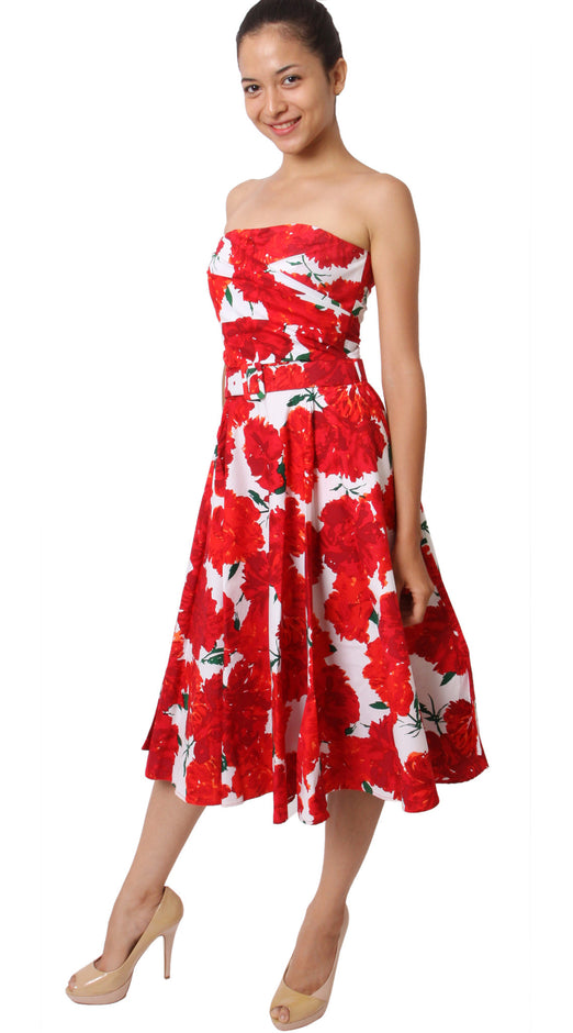 Stapless | Cyprus Bloom | White Indian Red | Front-1 | Dress By Samantha Sung