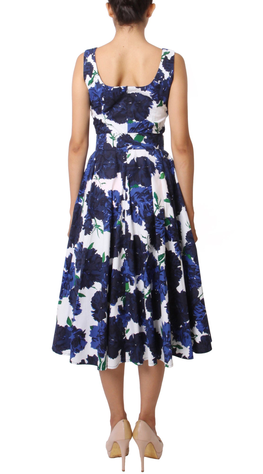 Sleeveless | Cyprus Bloom | White Indigo | Back | Dress By Samantha Sung