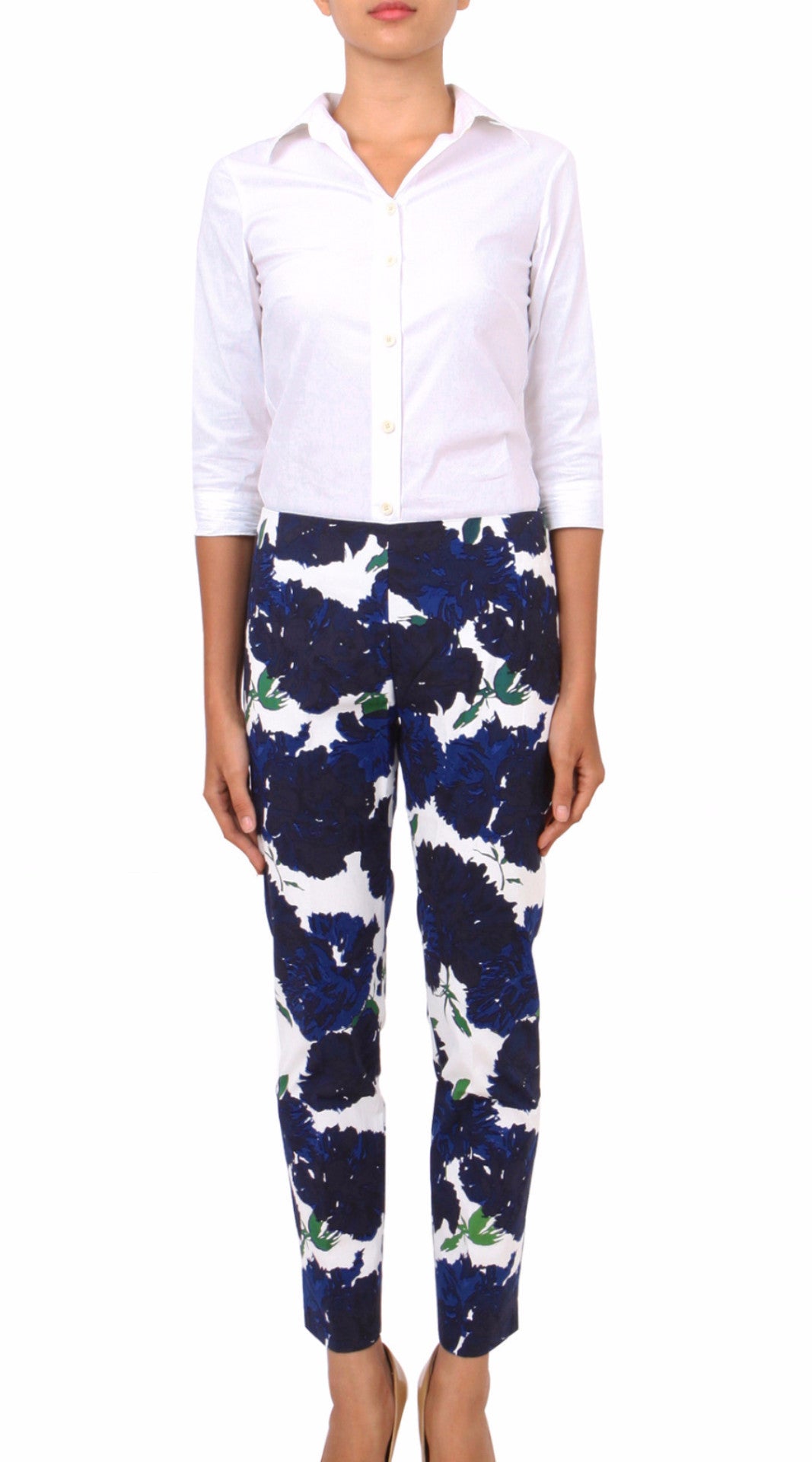 Long | Cyprus Bloom | White Indigo | Front  | Pants By Samantha Sung