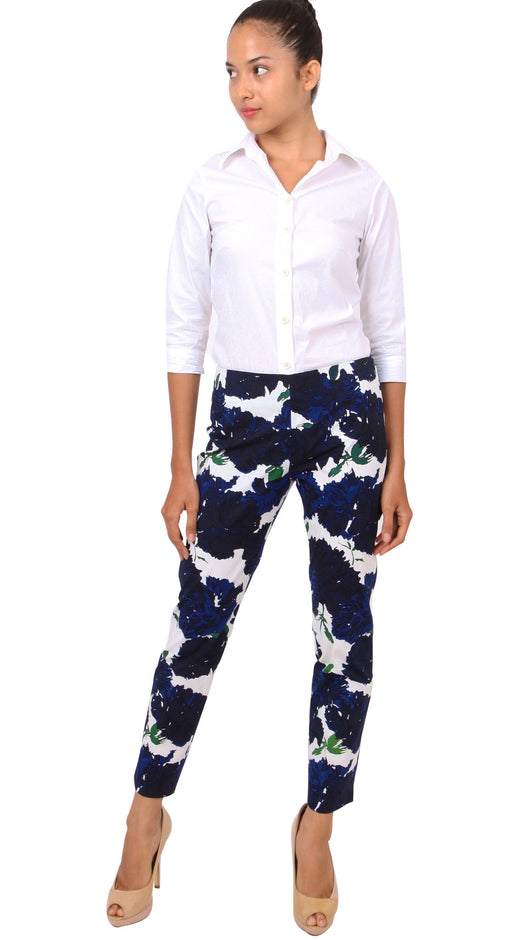 Long | Cyprus Bloom | White Indigo | Front-1 | Pants By Samantha Sung