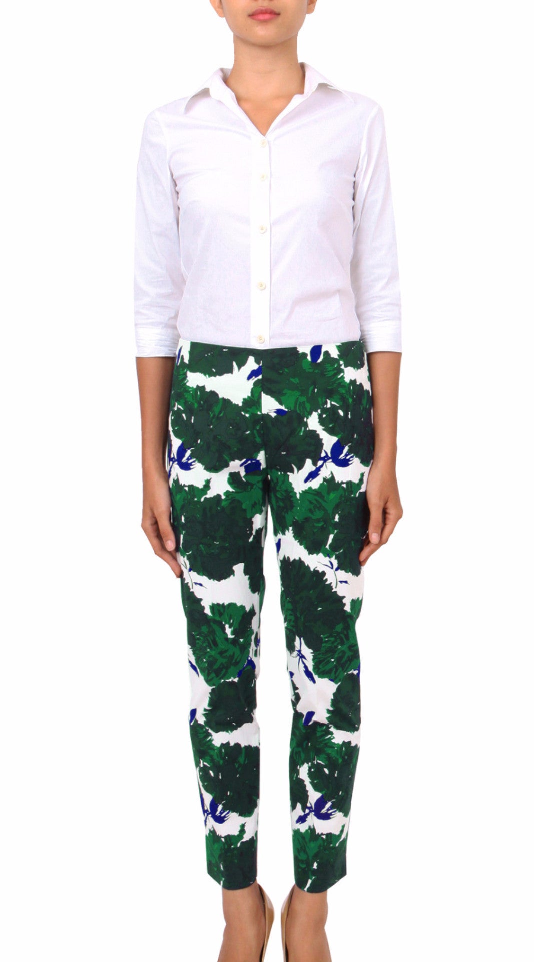Long | Cyprus Bloom | White Pine Green | Front  | Pants By Samantha Sung