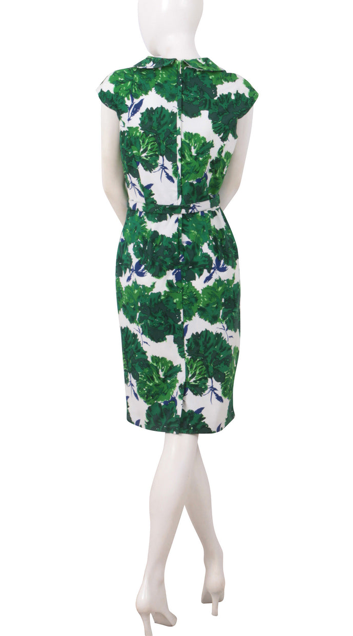 Cap Sleeve | Cyprus Bloom | White Pine Green | Back | Dress By Samantha Sung