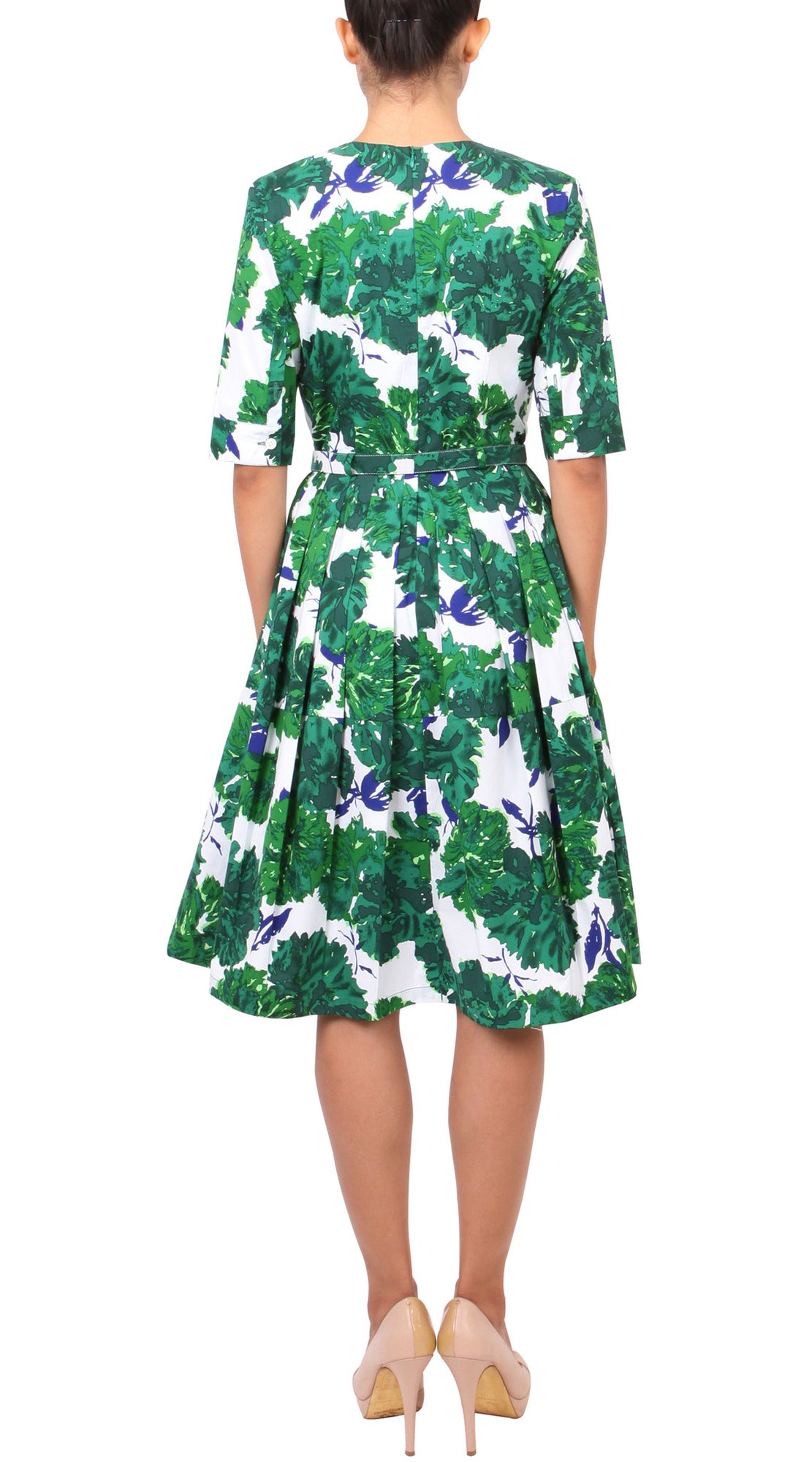 Sleeveless | Cyprus Bloom | White Pine Green | Back | Dress By Samantha Sung