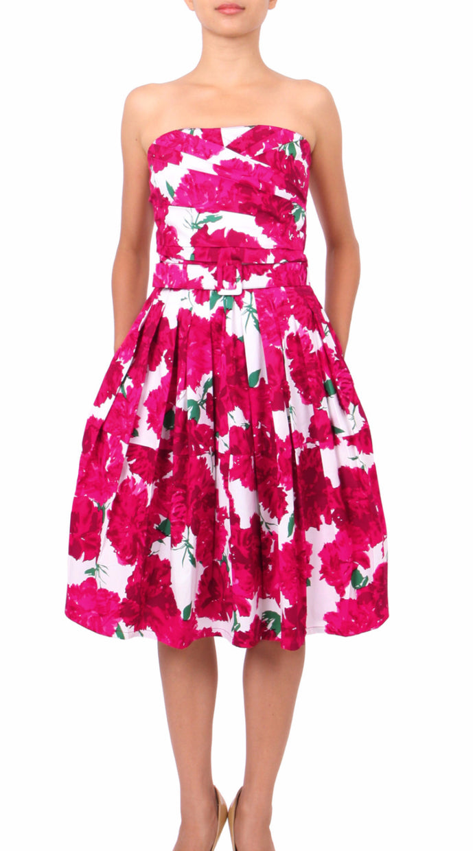 Strapless | Cyprus Bloom | White Pink | Front | Dress By Samantha Sung