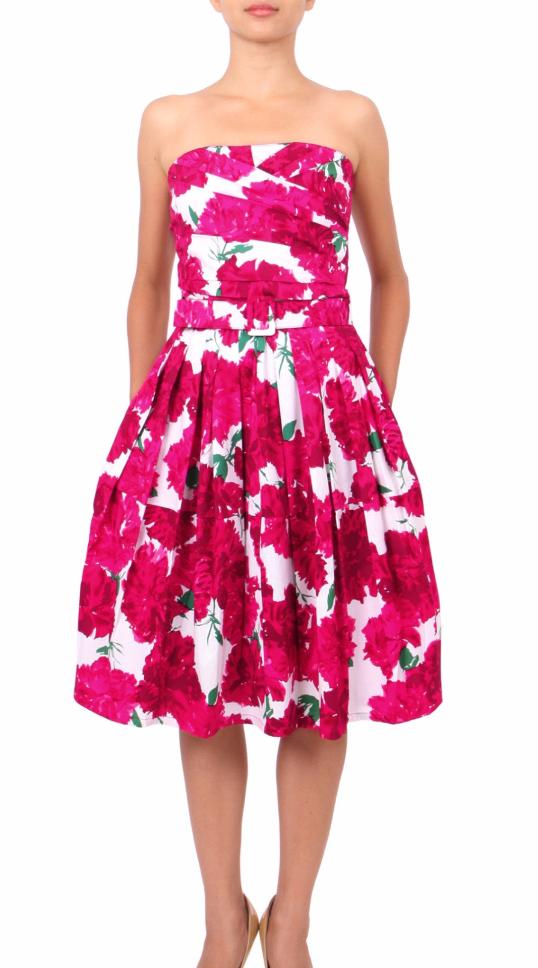 Strapless | Cyprus Bloom | White Pink | Front | Dress By Samantha Sung