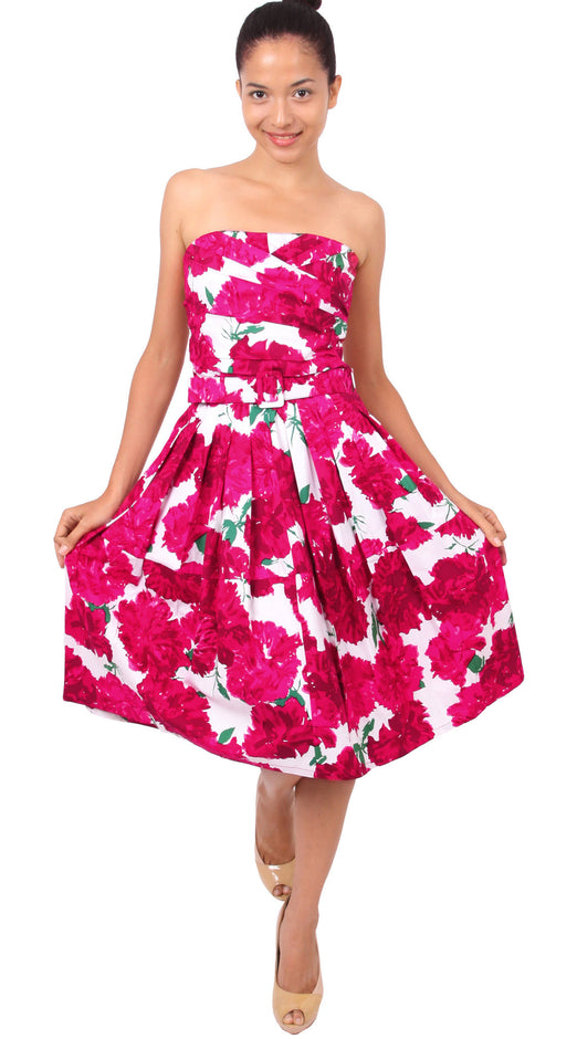 Strapless | Cyprus Bloom | White Pink | Front-1 | Dress By Samantha Sung