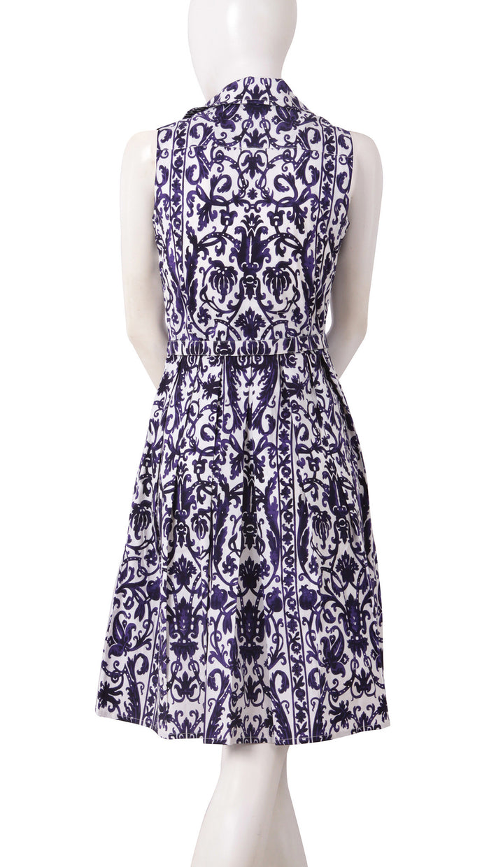 Sleeveless | Dauphine | White Lilac | Back | Shirt Dress By Samantha Sung