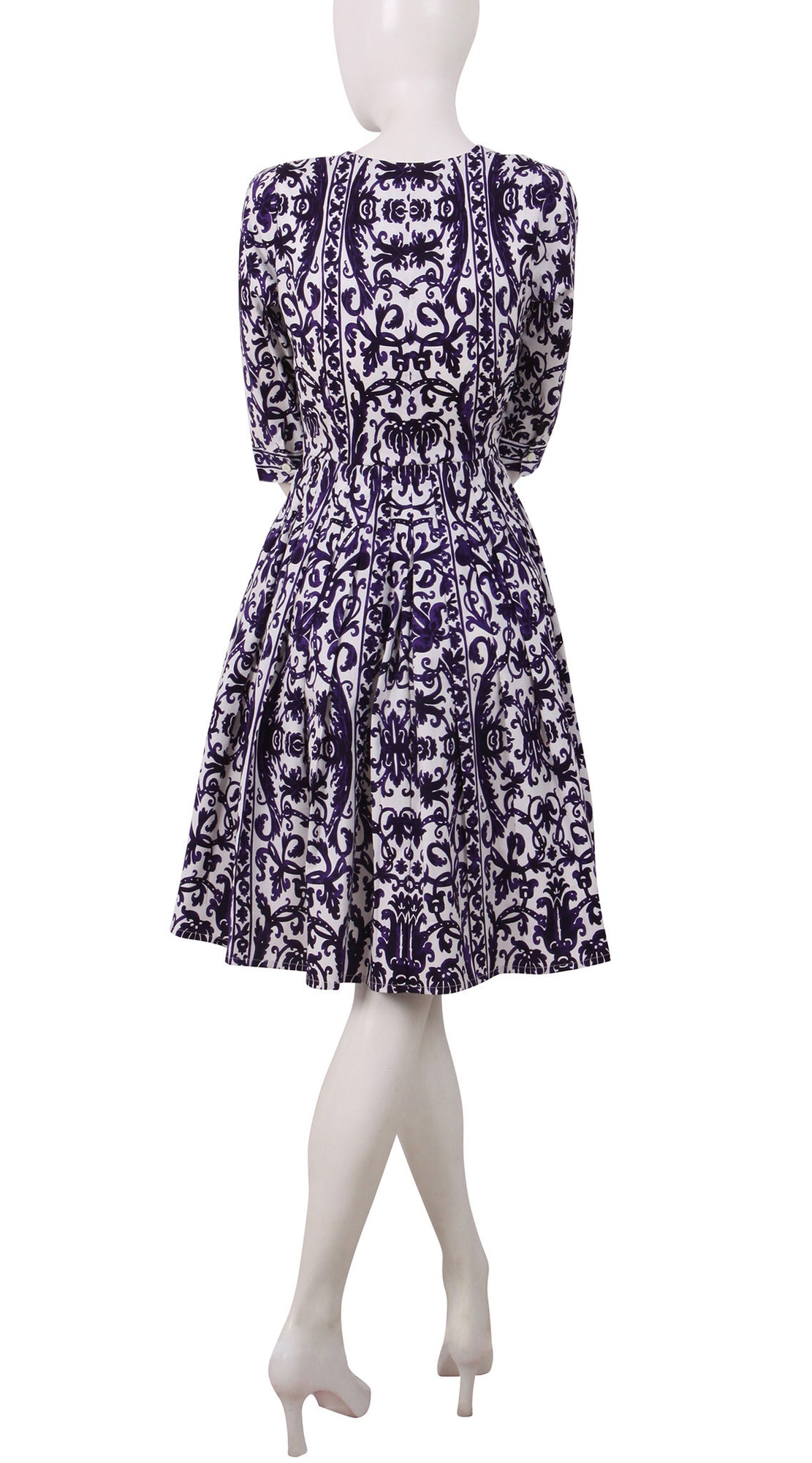 3/4 Sleeve | Dauphine | White Lilac | Back | Dress By Samantha Sung