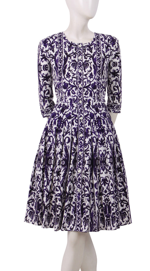 3/4 Sleeve | Dauphine | White Lilac | Front | Dress By Samantha Sung