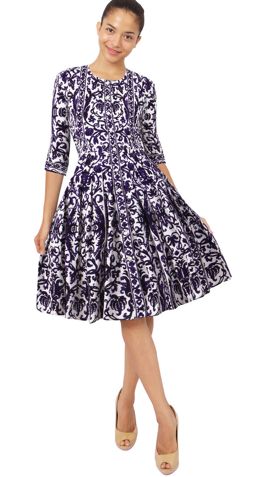 3/4 Sleeve | Dauphine | White Lilac | Front | Dress By Samantha Sung