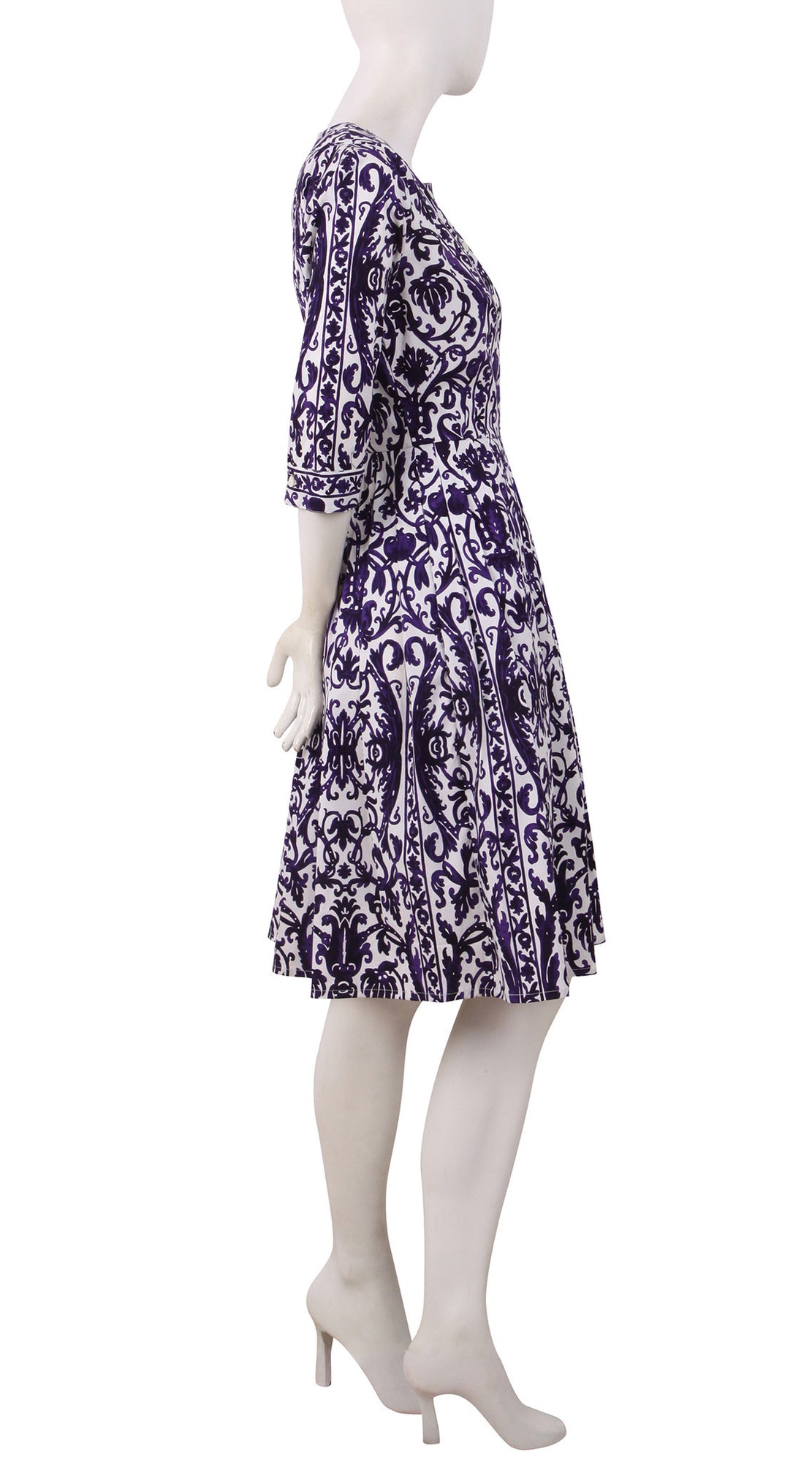 3/4 Sleeve | Dauphine | White Lilac | Right | Dress By Samantha Sung
