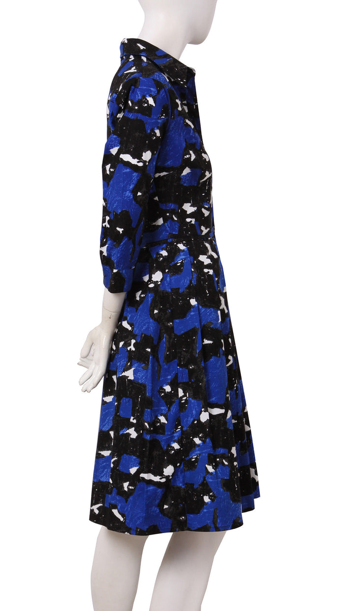 3/4 Sleeve | Degas | Black Cobalt Blue | Black | Shirt Dress By Samantha Sung