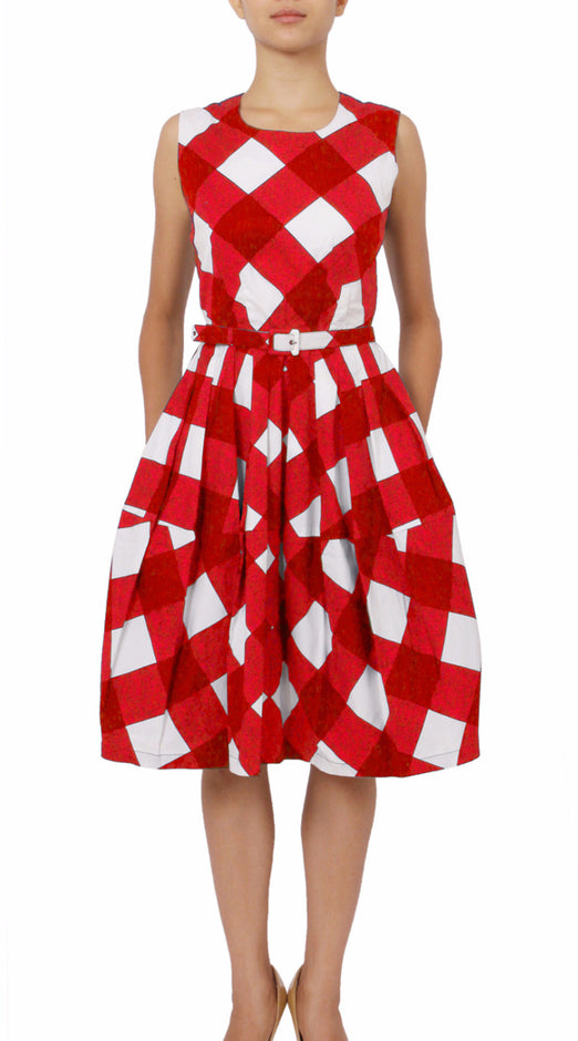 Sleeveless | Stell Check | White Indigo | Style | Dress By Samantha Sung