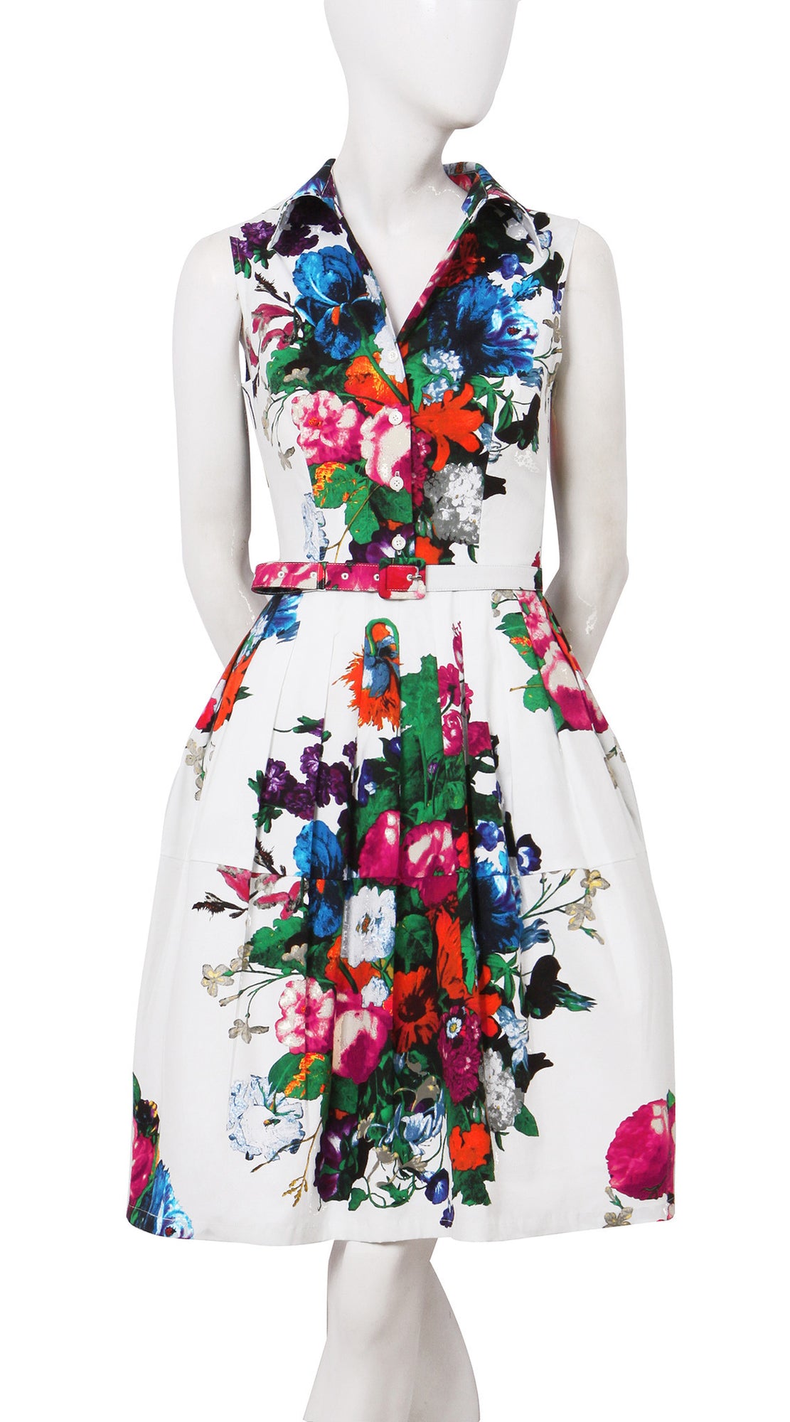 Sleeveless | Dutch Master | White Rose | Front | Shirt Dress By Samantha Sung