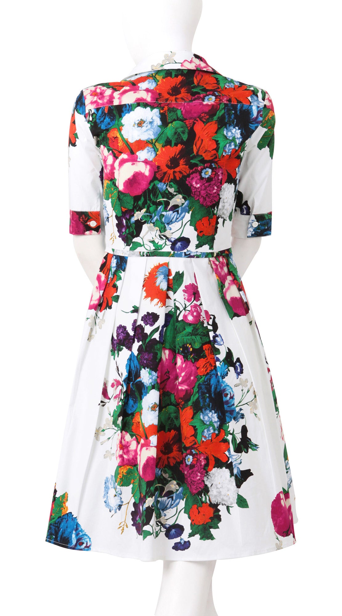 1/2 Sleeve | Dutch Master | White Rose | Back | Shirt Dress By Samantha Sung