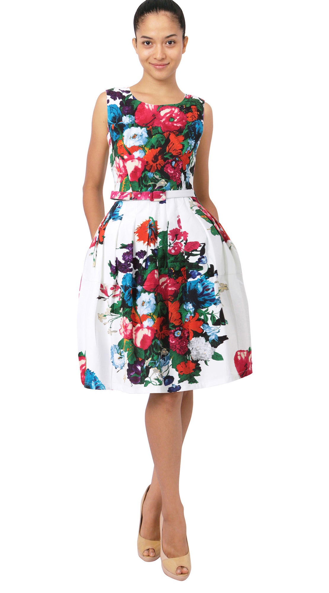 Sleeveless | Dutch Master | White Rose | Front | Dress By Samantha Sung