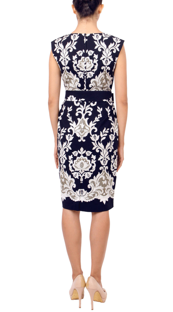 Cap Sleeve | English Macrame | Indigo Ivory | Back | Dress By Samantha Sung